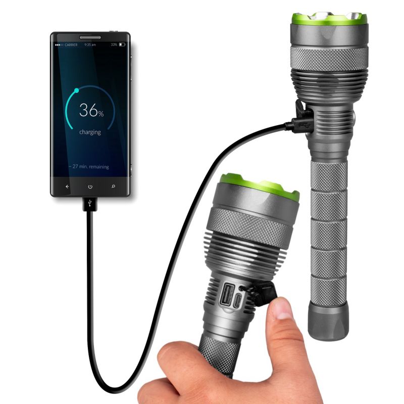 Vayox VA0254 taktisk genopladelig lommelygte med zoom, vandtæt IPX7, 10000 lumen, 1 stk.