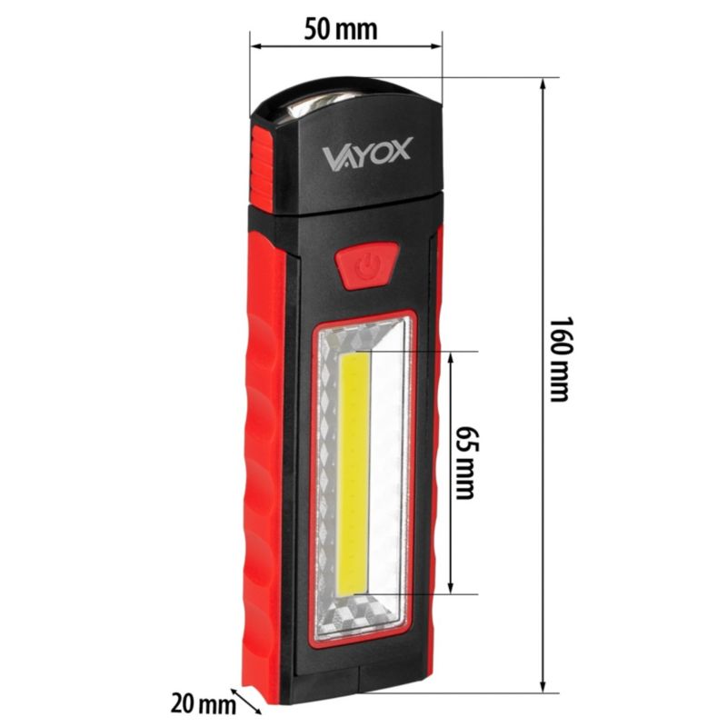 Vayox VA0101 værkstedslygte på batteri med magnet 120 lm, 1 stk.