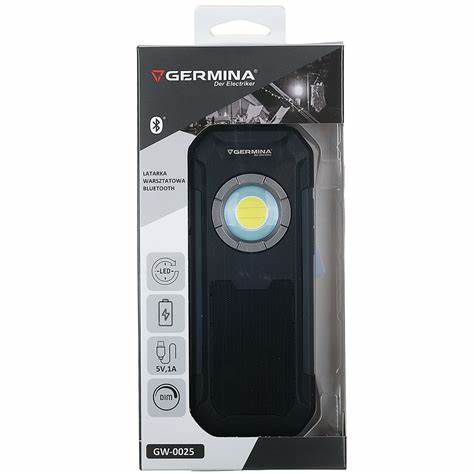 Germina værkstedslygte med Bluetooth 5W 550lm og indbygget højttaler, 1 stk.