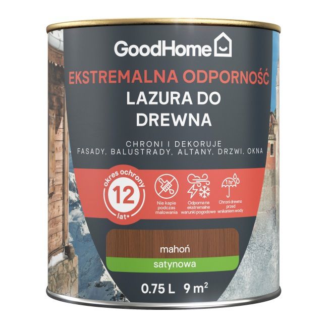 GoodHome lazur 12 år mahogni 0,75 l