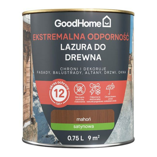 GoodHome lazur 12 år mahogni 0,75 l