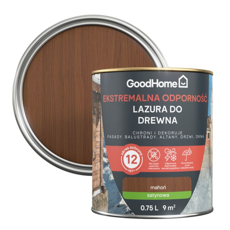 GoodHome lazur 12 år mahogni 0,75 l
