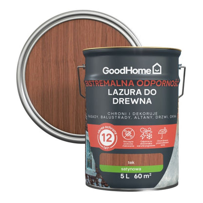 GoodHome 12 års teak træbeskyttelseslasur 5 l