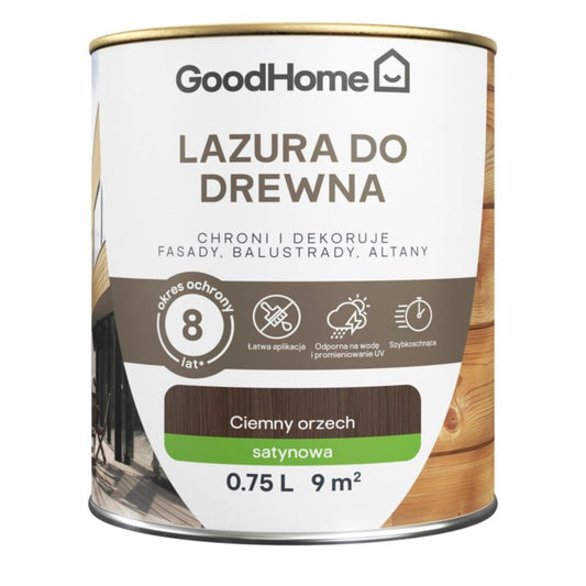 GoodHome lazur 8 år mørk valnød 0,75 l