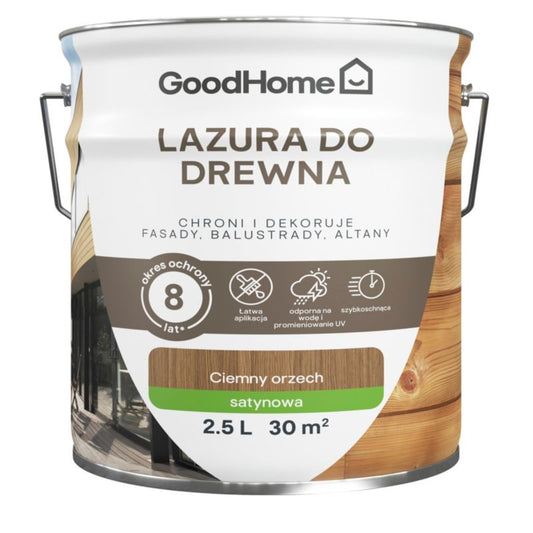 GoodHome 8 års lasur i mellem-eg, 2,5 l