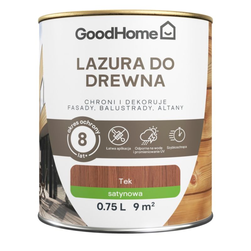 GoodHome teak træbeskyttelseslasur 8 år 0,75 l