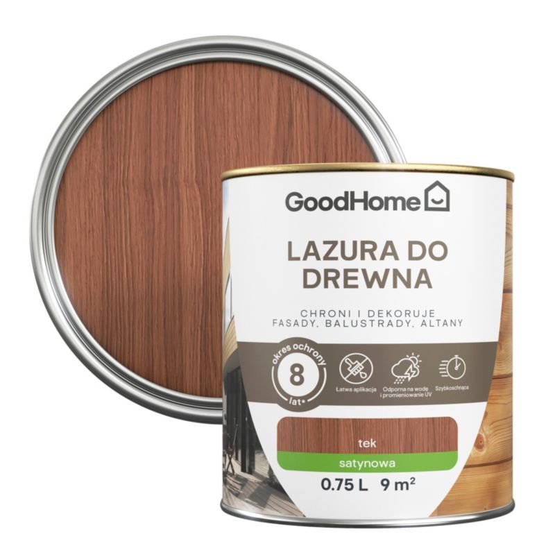 GoodHome teak træbeskyttelseslasur 8 år 0,75 l
