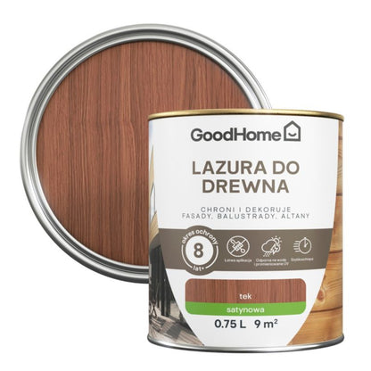GoodHome teak træbeskyttelseslasur 8 år 0,75 l