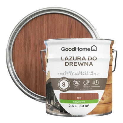 GoodHome 8 års teak træbeskyttelseslasur 2,5 l