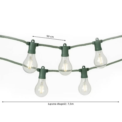 LED Lyskæde 7,5 m 10 Pærer IP44 Grøn