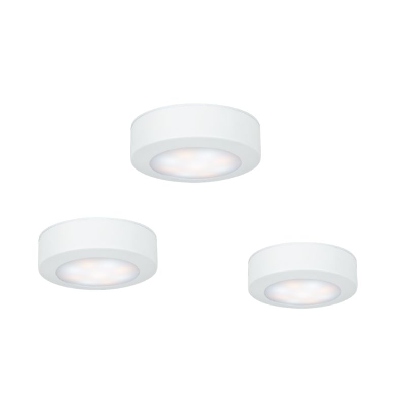 LED Underskabsbelysning Bly Rund 80 mm Hvid 3-Pak