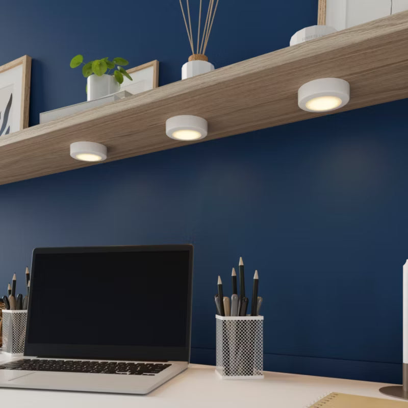 LED Underskabsbelysning Bly Rund 80 mm Hvid 3-Pak