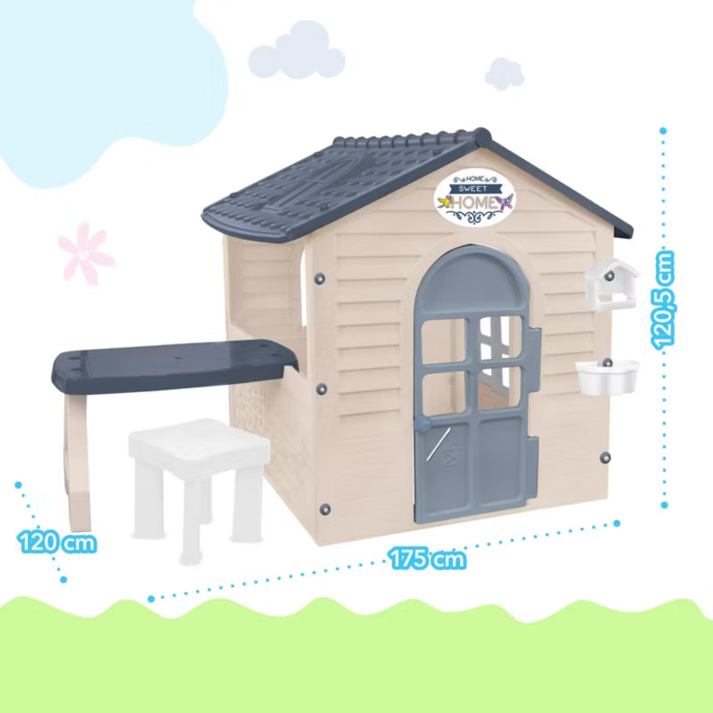 Legehus 120x175x120 cm med Bord Plast