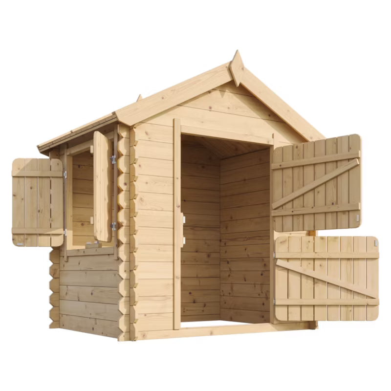 Legehus i Træ 146x112 cm Natur 1,1 m² M516-1