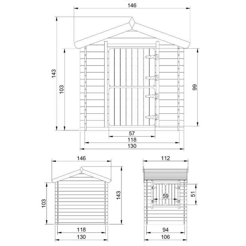Legehus i Træ 146x112 cm Natur 1,1 m² M516-1