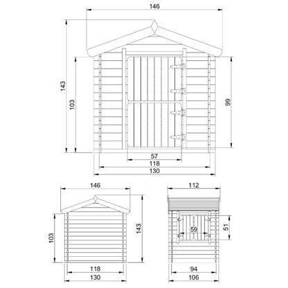 Legehus i Træ 146x112 cm Natur 1,1 m² M516-1