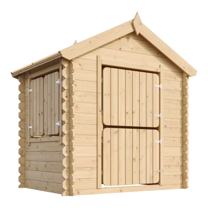 Legehus i Træ 146x112 cm Natur 1,1 m² M516-1