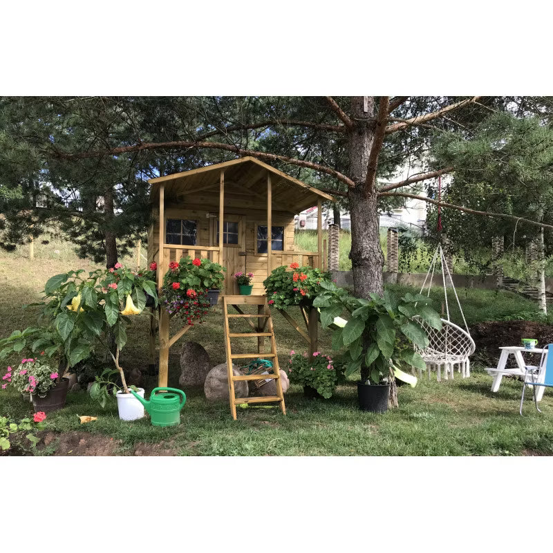 Legehus i Træ Gucio 232x183 cm Natur | 5902490690141