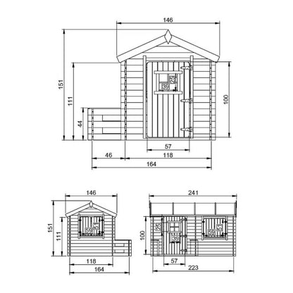Legehus i Træ M503 241x146 cm 2,63 m² Natur