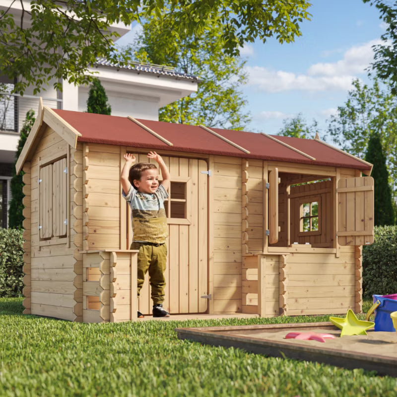 Legehus i Træ M503 241x146 cm 2,63 m² Natur