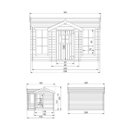 Legehus i Træ M520 241x187 cm Natur 2,63 m²