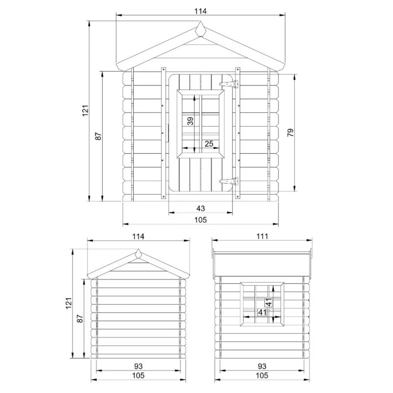 Legehus i Træ M570R-1 114x111 cm Rød Tag 0,86 m²