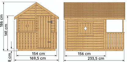 Legehus i Træ med Terrasse 170x234 cm Natur Træ MD