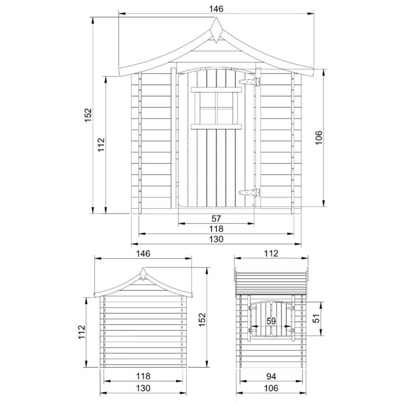 Legehus i Træ M550-1 146x112 cm Natur 1,1 m²