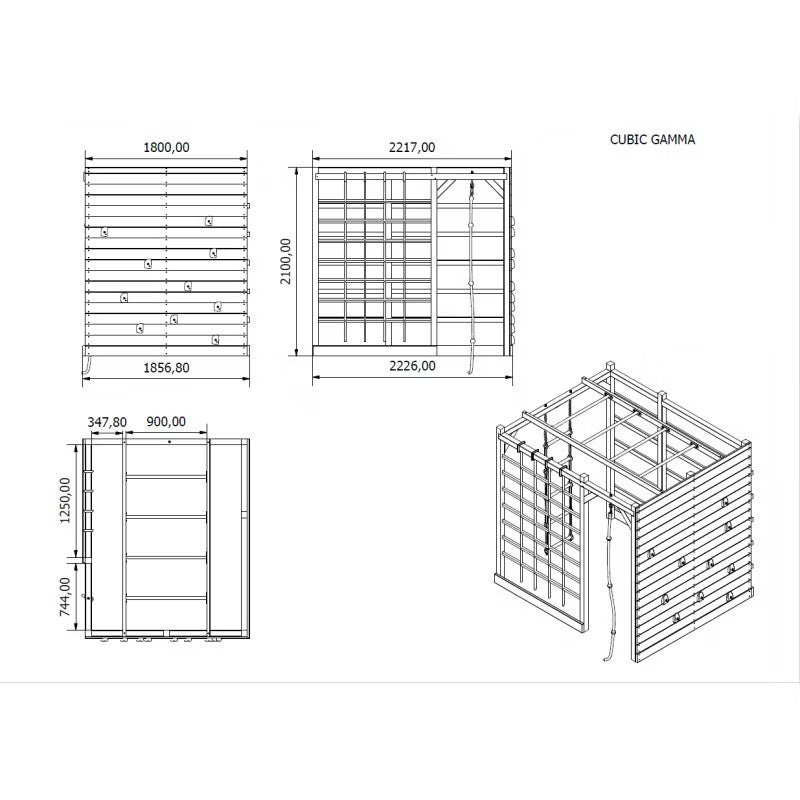 Legeplads Cubic Gamma 225x185x210 cm Fyrretræ