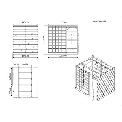 Legeplads Cubic Gamma 225x185x210 cm Fyrretræ