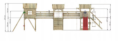 Legeplads Træ 800x270 cm med Gynge og Rutsjebane