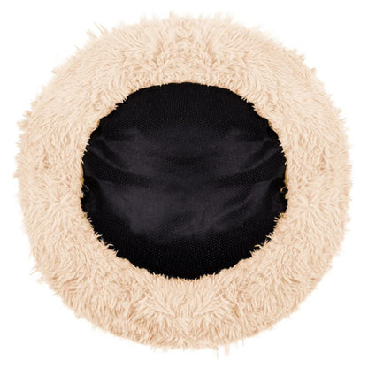 Springos kattekurv 90 cm i blødt plysmateriale, cremefarvet, 1 stk.