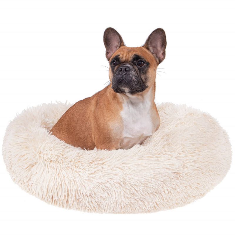 Hundekurv 50 cm, beige plysseng