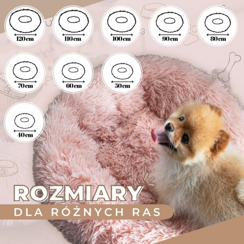 Hundekurv 50 cm, beige plysseng