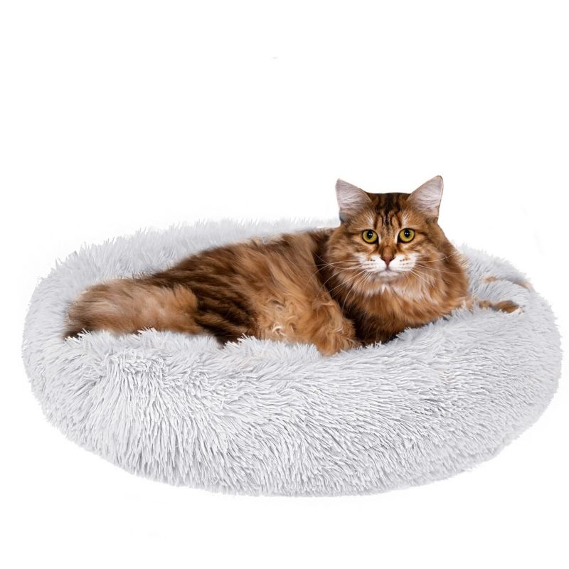 Springos hunde- og kattekurv 120 cm, blødt plysseng, grå, 1 stk.