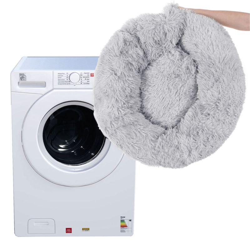 Springos hunde- og kattekurv 120 cm, blødt plysseng, grå, 1 stk.