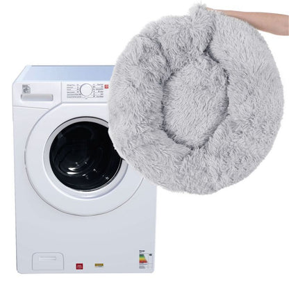 Springos hunde- og kattekurv 120 cm, blødt plysseng, grå, 1 stk.
