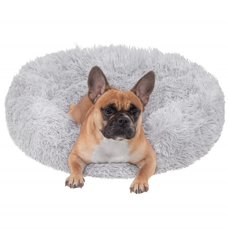 Springos hunde- og kattekurv 80 cm, gråt plysseng, 1 stk.