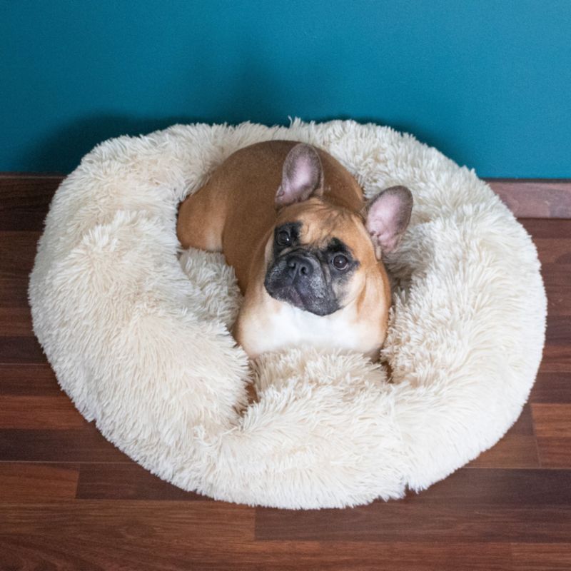 Springos hundeseng 40 cm, rund, beige, plysseng, 1 stk