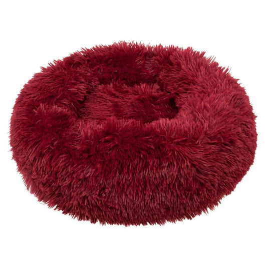 Springos hundeseng 40 cm rund i blødt plysmateriale, rød, 1 stk.