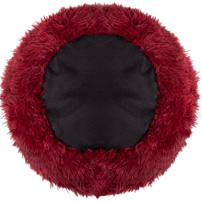 Springos hundeseng 40 cm rund i blødt plysmateriale, rød, 1 stk.
