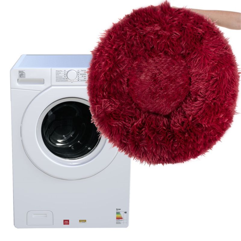 Springos hundeseng 40 cm rund i blødt plysmateriale, rød, 1 stk.