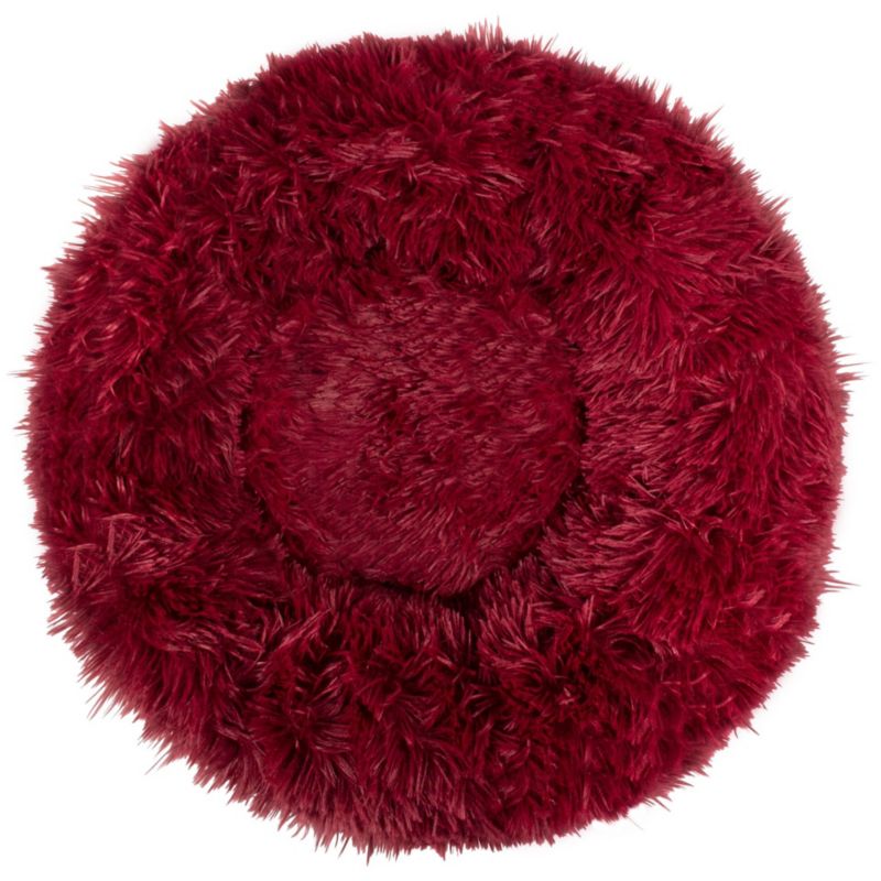 Springos hundeseng 60 cm rund i blødt plysmateriale, bordeaux, 1 stk.