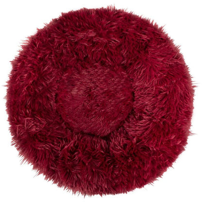 Springos hundeseng 60 cm rund i blødt plysmateriale, bordeaux, 1 stk.