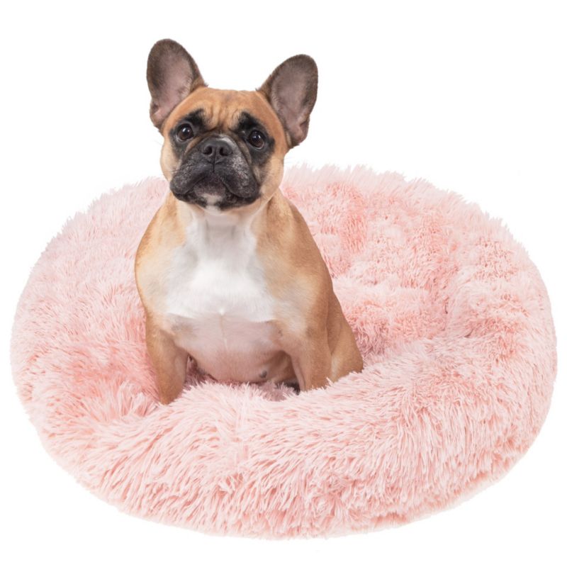 Springos hundeseng 60 cm i blødt plysmateriale, støvet rosa, 1 stk.