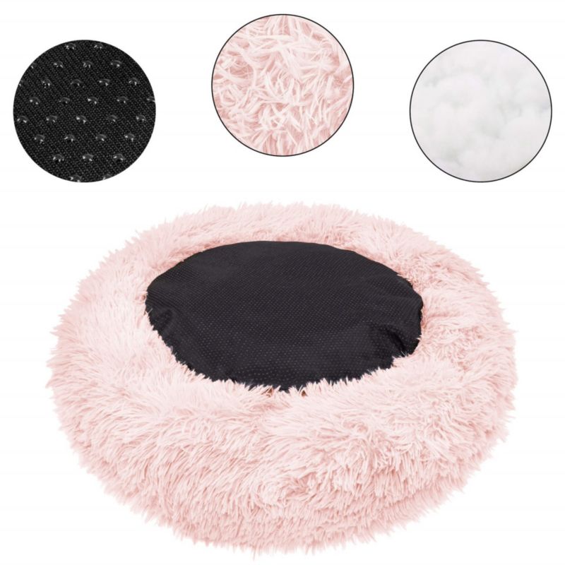Springos hundeseng 60 cm i blødt plysmateriale, støvet rosa, 1 stk.