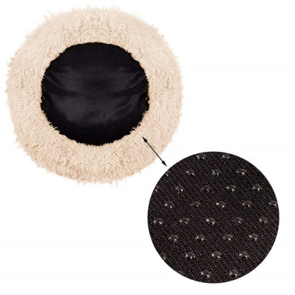 Springos hundeseng 60 cm i blødt plysmateriale, rund, cremefarvet, 1 stk.