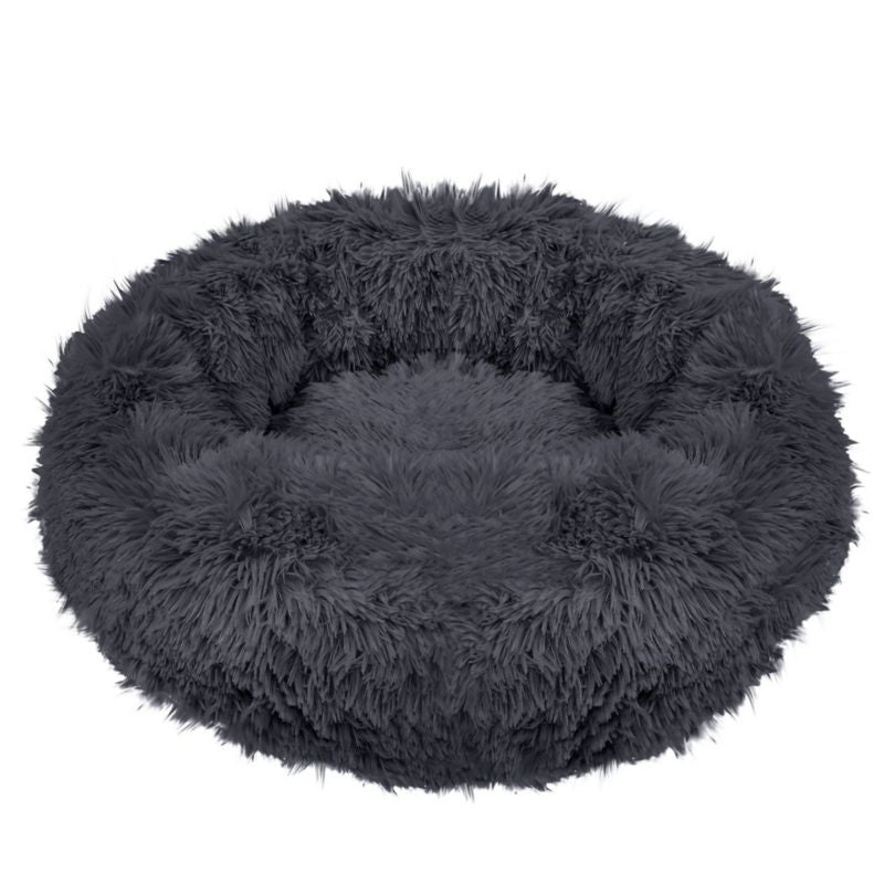 Springos hundeseng 60 cm rund i blødt plysmateriale, grafitgrå, 1 stk.