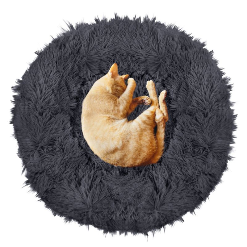 Springos hundeseng 60 cm rund i blødt plysmateriale, grafitgrå, 1 stk.