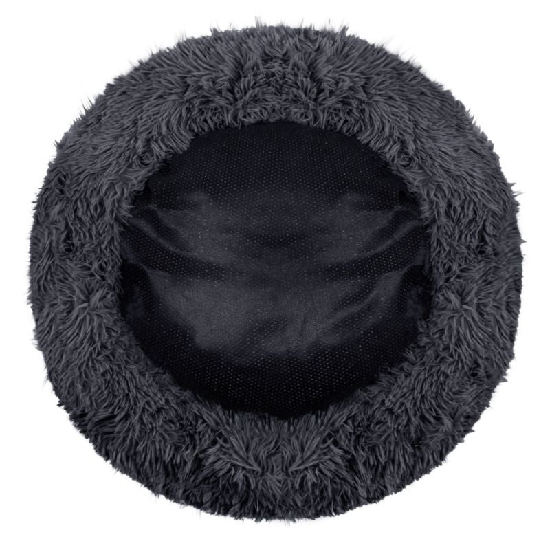 Springos hundeseng 60 cm rund i blødt plysmateriale, grafitgrå, 1 stk.